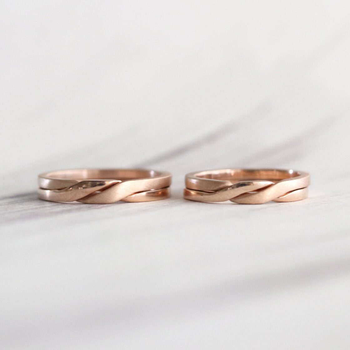 結婚指輪】ギメルリング_ノーマル_鏡面&マット仕上げ_K18PG 合計幅 3.5