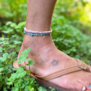 Cut beads rutile quartz anklet