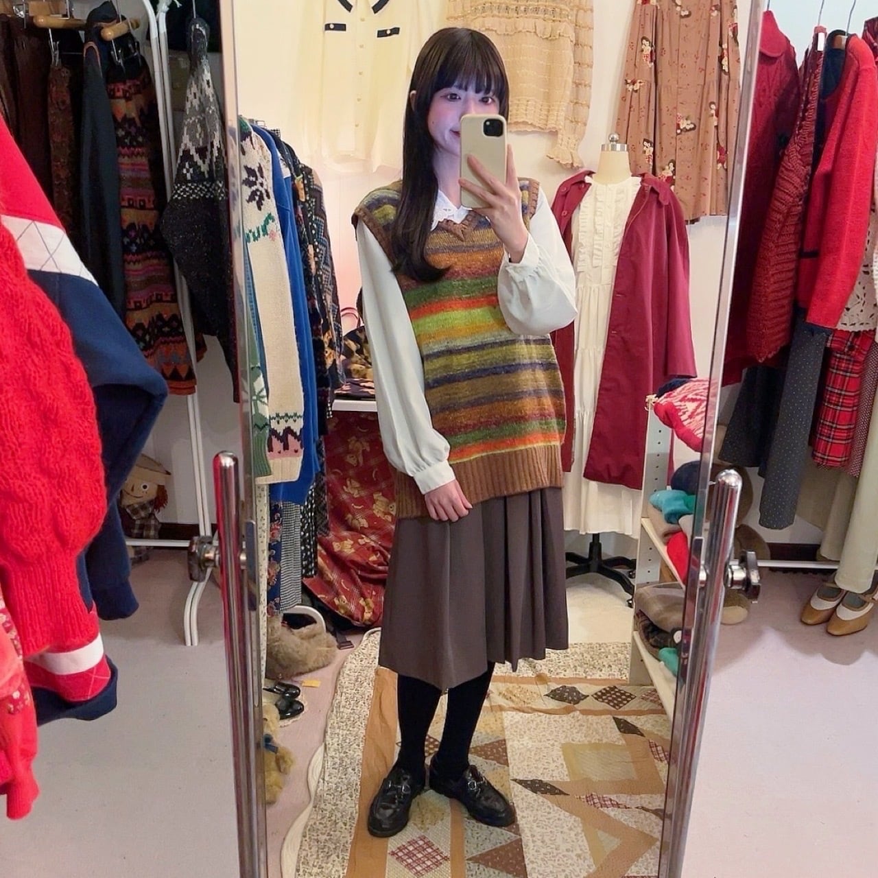 rainbow color mohair knit vest