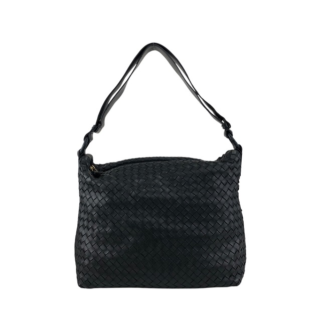 Bottega Veneta ボッテガ・ヴェネタ ショルダーバッグ ブラック レザー イントレチャート vintage ヴィンテージ オールド w3k2a2
