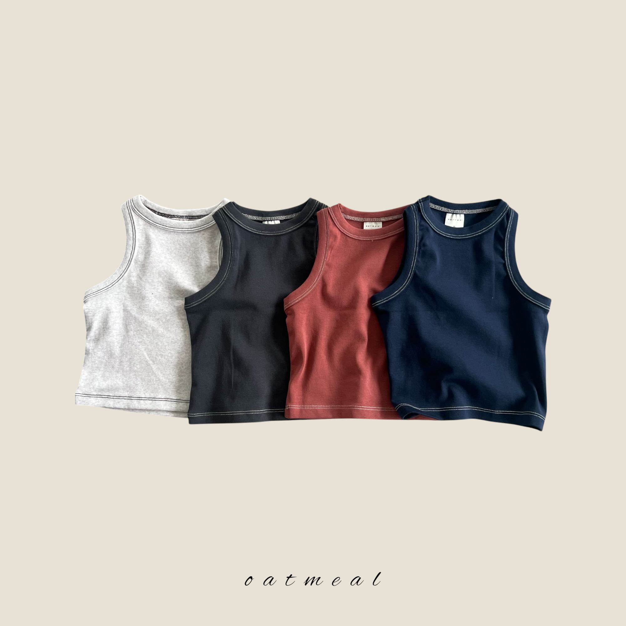 stitch sleeveless【oatmeal】※9月中旬〜下旬発送予定