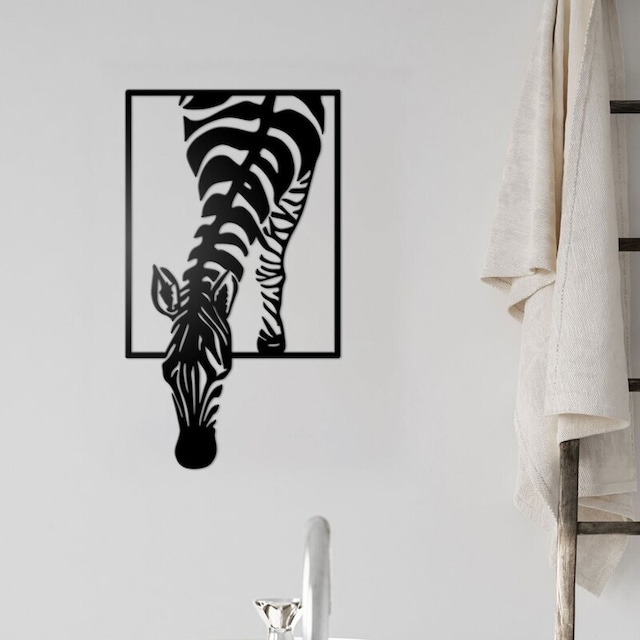 ウォール アート シマウマ ゼブラ おしゃれ かわいい 壁掛け インテリア オブジェ 置物 動物 アニマル デコレーション 装飾 しまうま 縞馬 オフィス ブラック 黒
