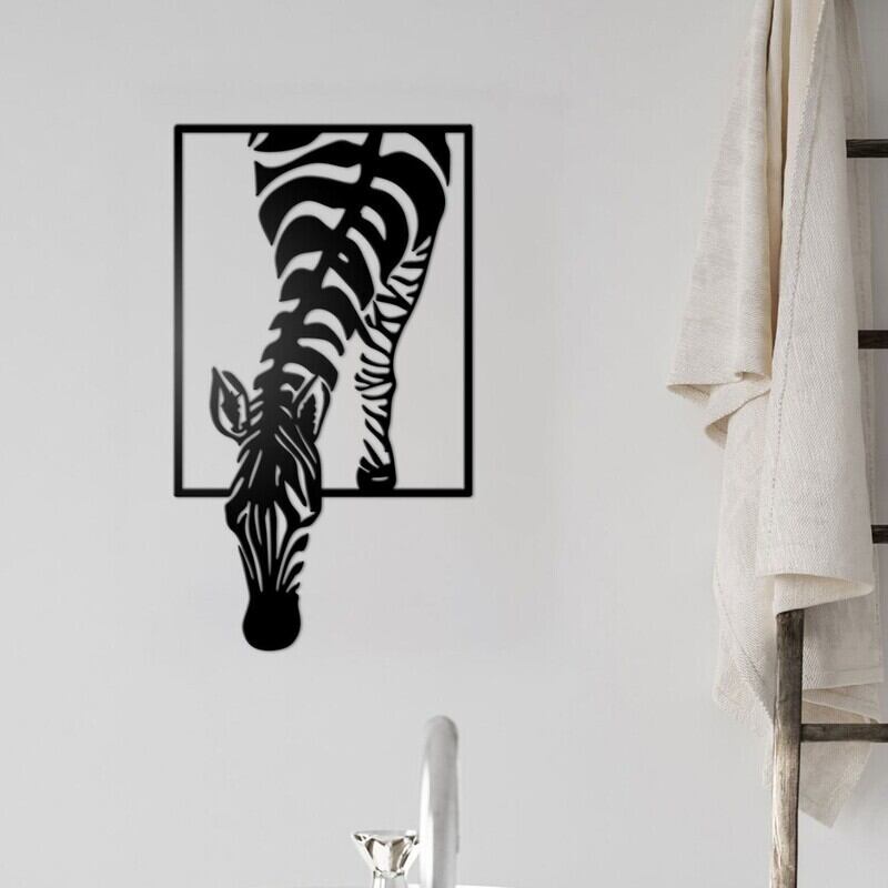 ウォール アート シマウマ ゼブラ おしゃれ かわいい 壁掛け インテリア オブジェ 置物 動物 アニマル デコレーション 装飾 しまうま 縞馬 オフィス ブラック 黒