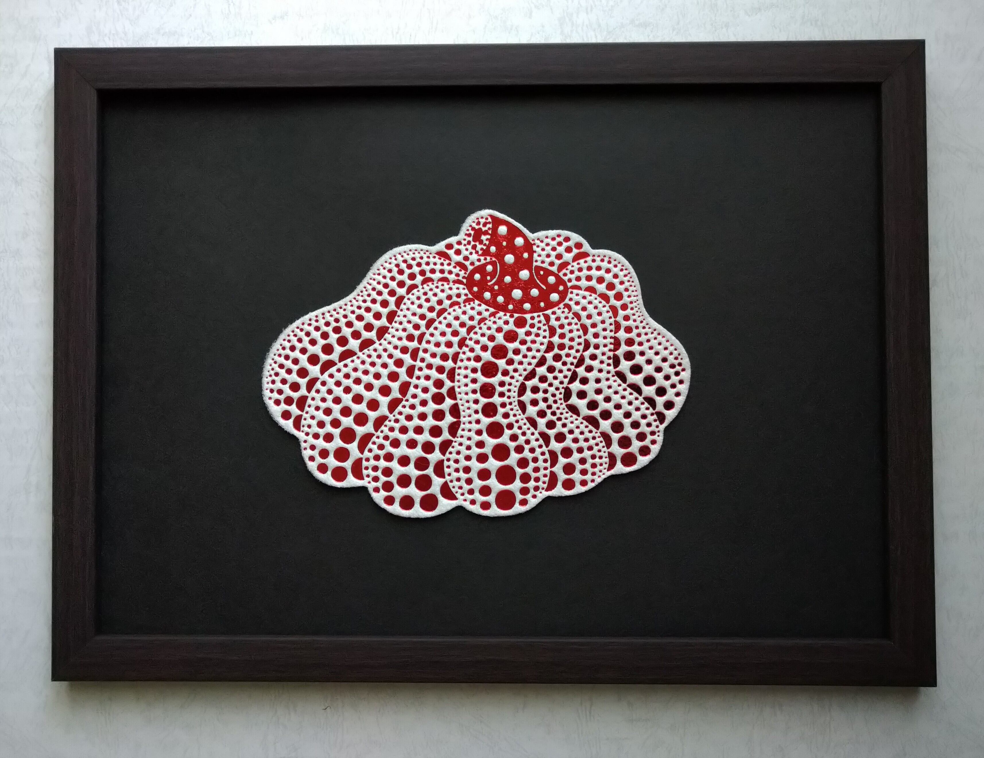 10 現代アート作家・今井アレクサンドルのクレヨン画 「花 」新品額