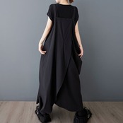 ドレープデザイン ワイドレッグサロペット 00194