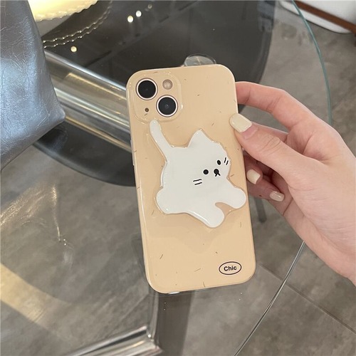 【送料無料】 iPhoneケース 猫 ネコ l イエロー かわいい キュート ラブリー おしゃれ  韓国 スマホケース