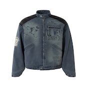 【暖かさUP】PUレザーパッチワーク 中綿ジャケット T1923