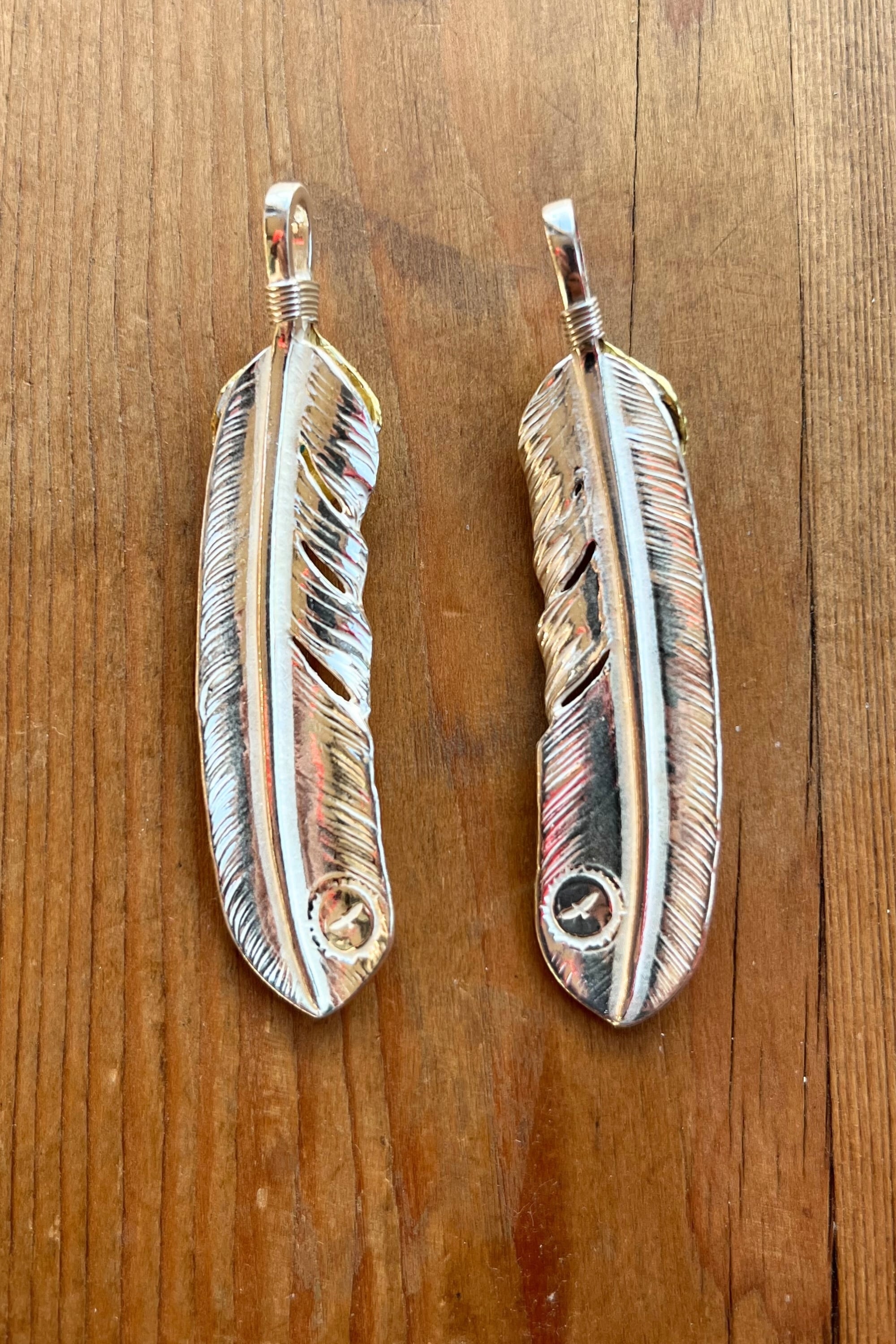 上金金縄ターコイズ付き特大フェザー（金の部分は真鍮）