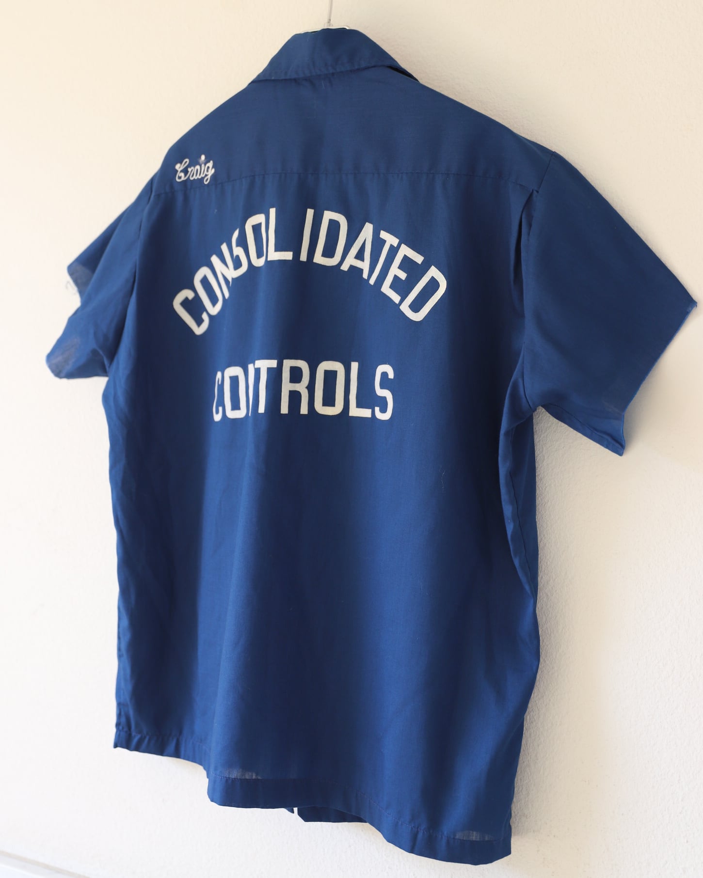 極美品】70s special Vintage bowling shirt open collar shirt navy