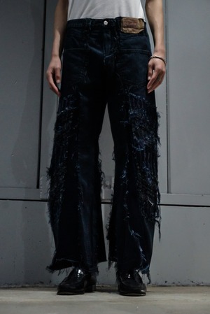 【add (C) vintage】"Original Remake" Levi’s 501 Multiple Panels Clash Pattern Rave Baggy Denim Pants