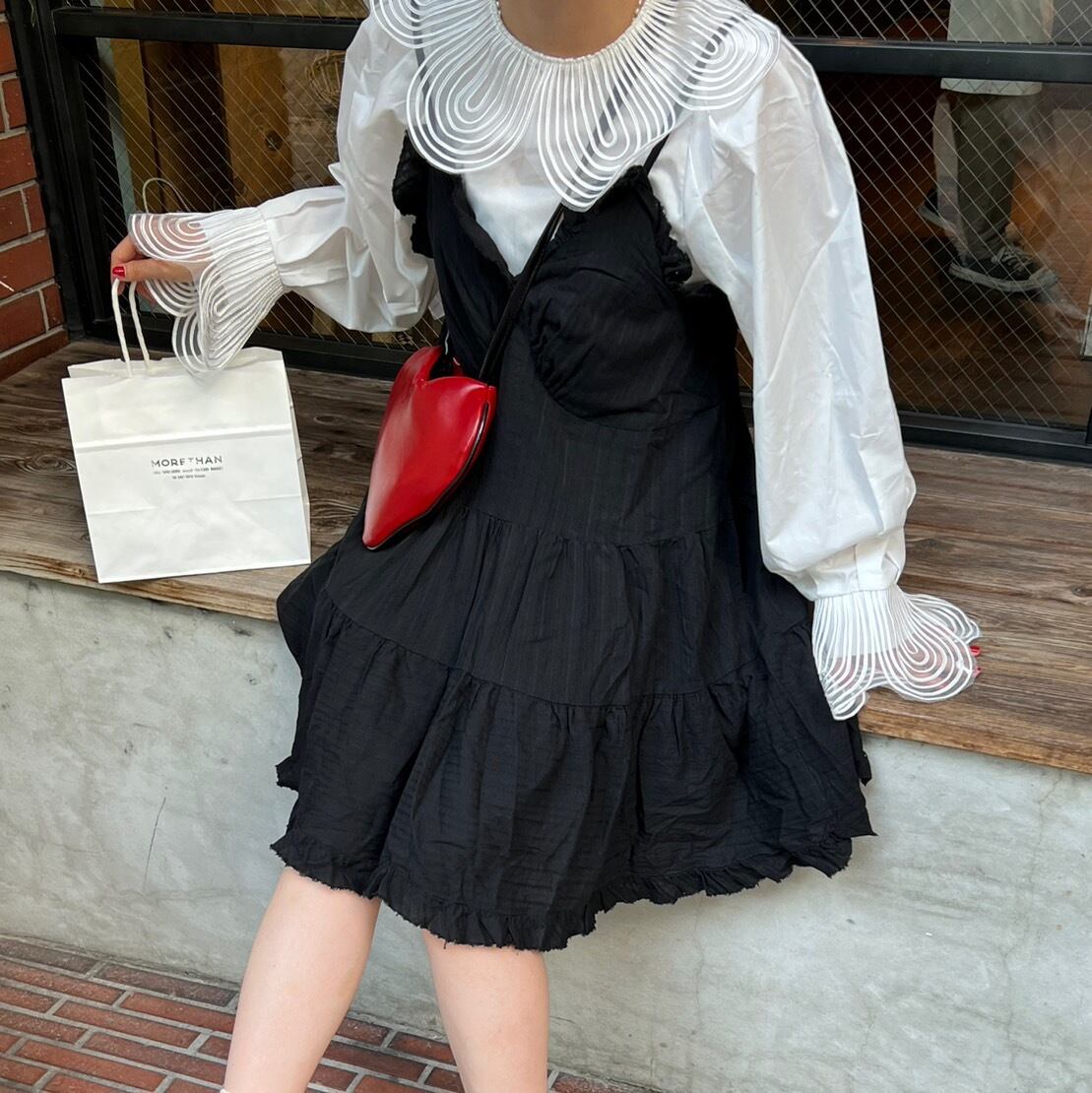 【black】キャミソールフリルワンピース_LN02276