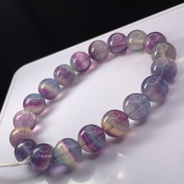 f104多彩な色合い☆グラデーションフローライトブレスレット