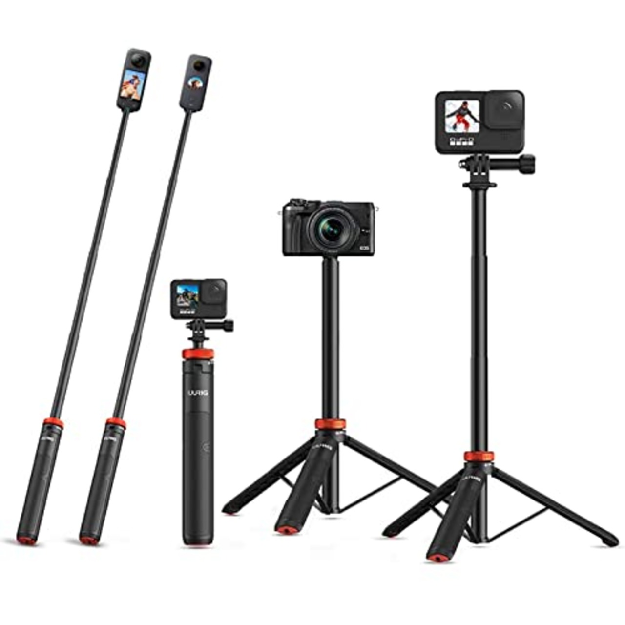 TMOM 130CM insta360 X5/ X4自撮り棒 insta360 x3 2in1自撮り 棒＋三脚の一体型自撮り目に見えない Goproアダプター1/4インチネジ 長さ28cm〜130cmまで 調節可能 5階伸縮 折りたたみ 持ち運び便利GoPro13/12/Insta360 GO 3S/GO 3/ONE RS/ X2/Osmo Pocket 3/ Action 5 Pro/4/3用