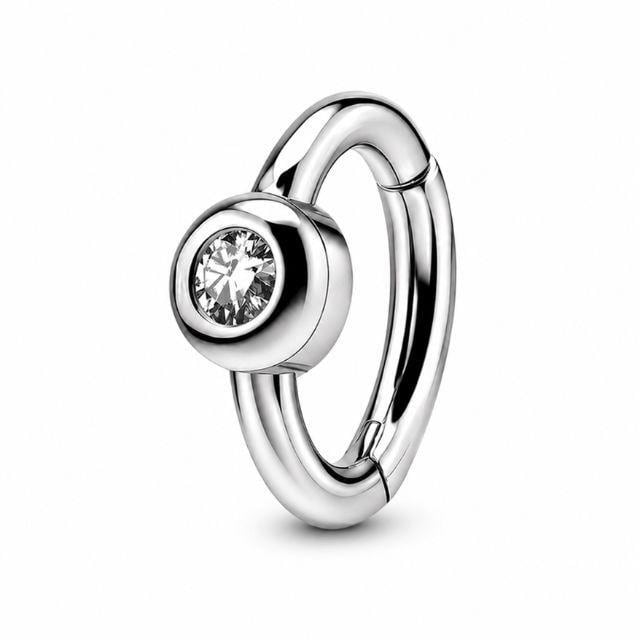 ワンタッチピアス 14G ストーン オーバル ニッケルフリー ピアス