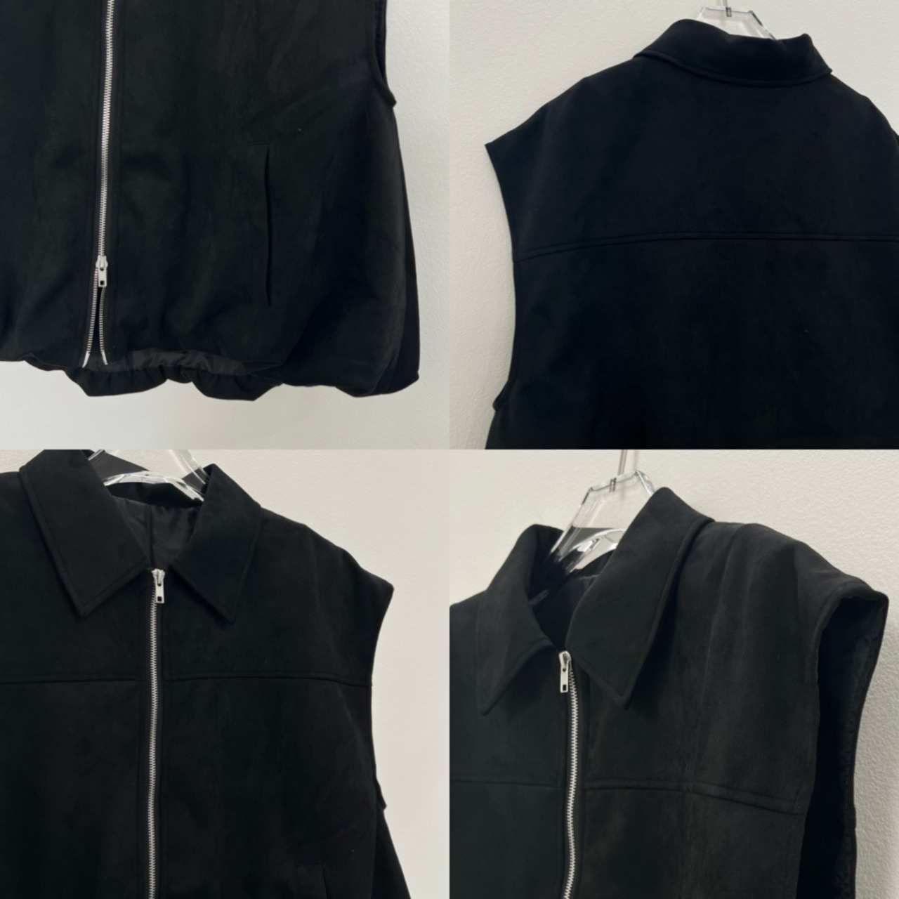 Wジップスウェードvest/ブラック