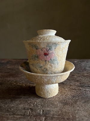 　<24-3> Ikumi Matsumoto 茶肌　蓋碗・高台皿セットB