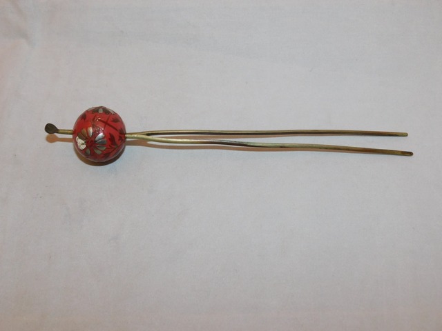 茶系の簪(プラスチック)plastic work ornamental hair pin