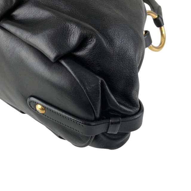 PRADA プラダ ショルダーバッグ ブラック ロゴ レザー ホーボーバッグ vintage ヴィンテージ オールド ay6whk