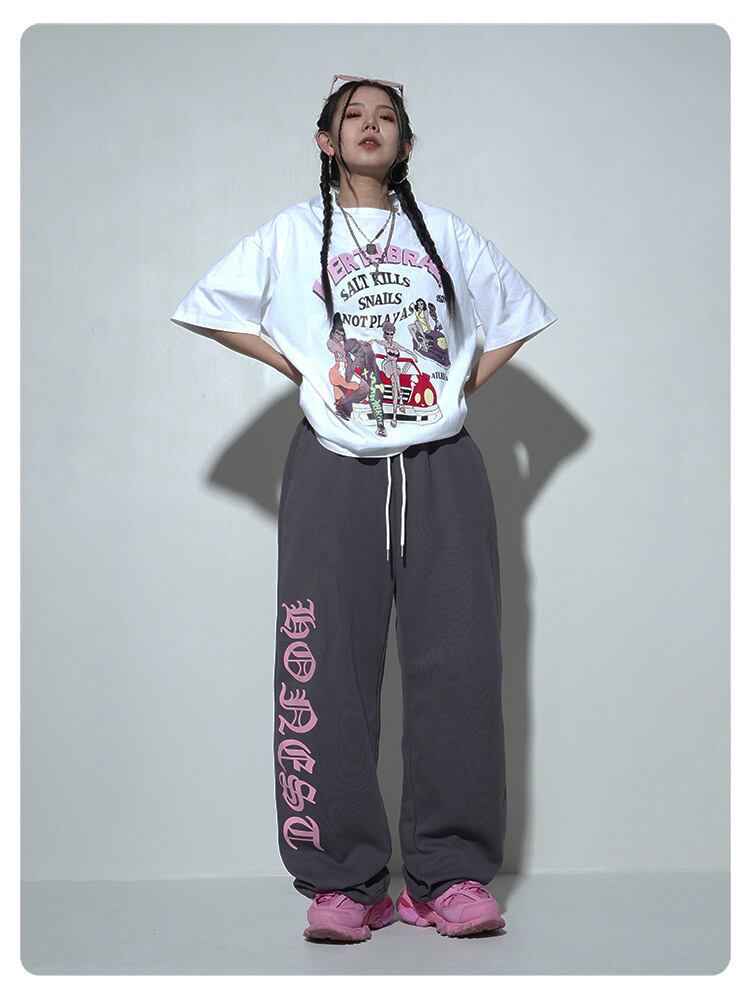 Kpop ストリートグレーだぶだぶのスウェットパンツ女性 Y2K Kpop ストリートグレーだぶだぶのスウェットパンツ女性 Y2K