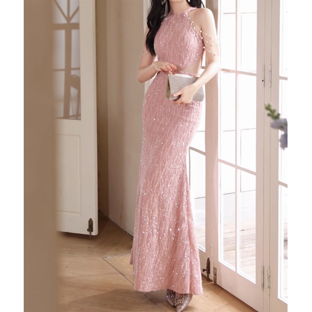 ホルターネックマーメイドドレス　D1343