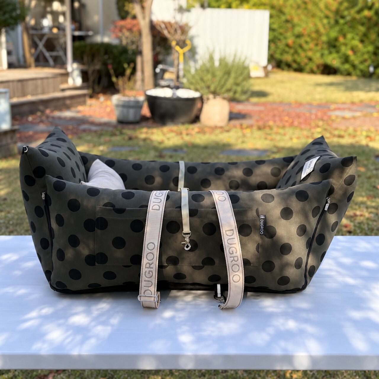 All-Round L Driving Kit【Khaki dot】with shade screen / Dugroo / Dog Car Seat / 日本未入荷