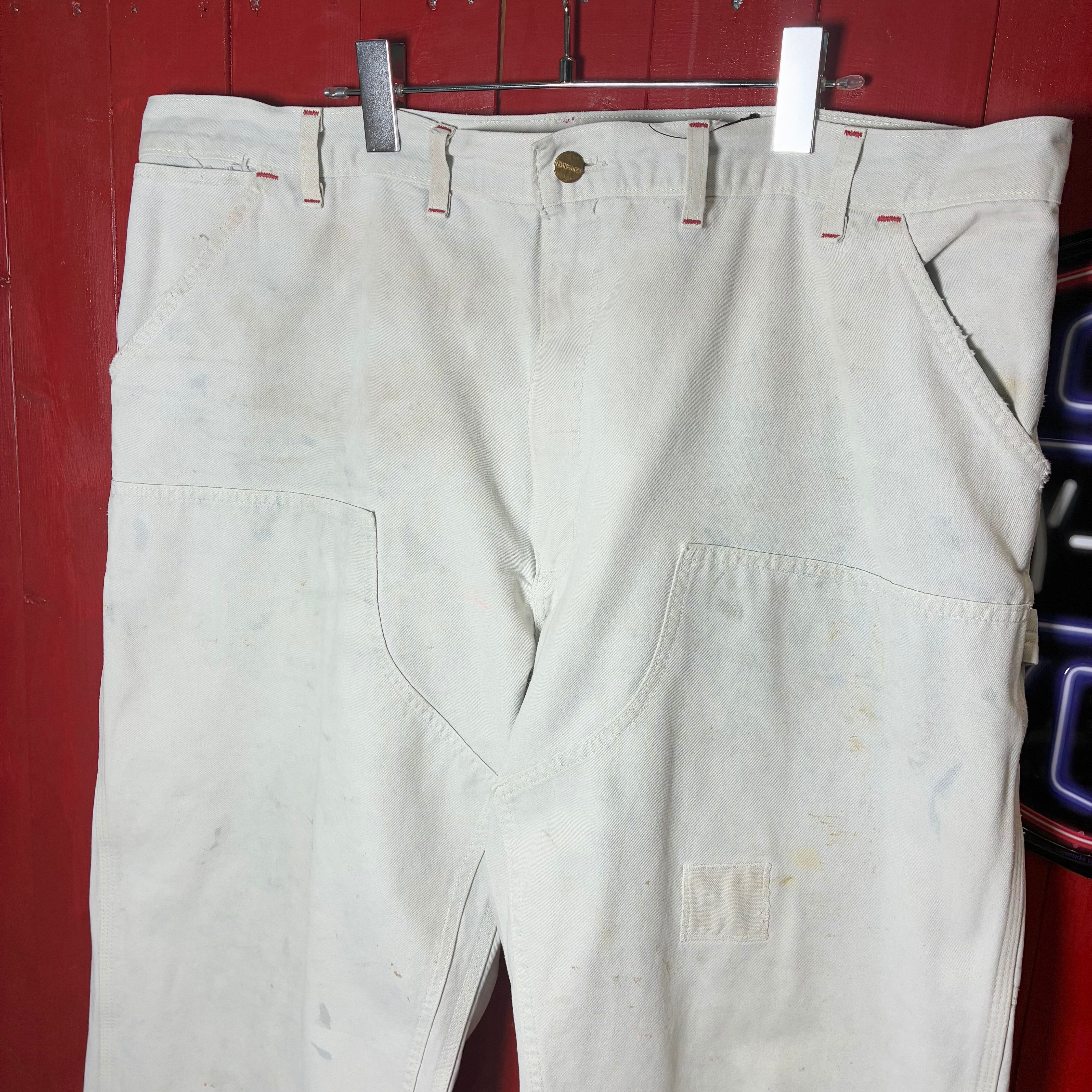 90s USA製　Carhartt ダブルニーペインターパンツコットンツイル 90s USA製 Carhartt ダブルニーペインターパンツ 白 コットンワーク