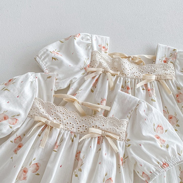 【姉妹服】リボンフラワーロンパース／フラワーワンピース - 14