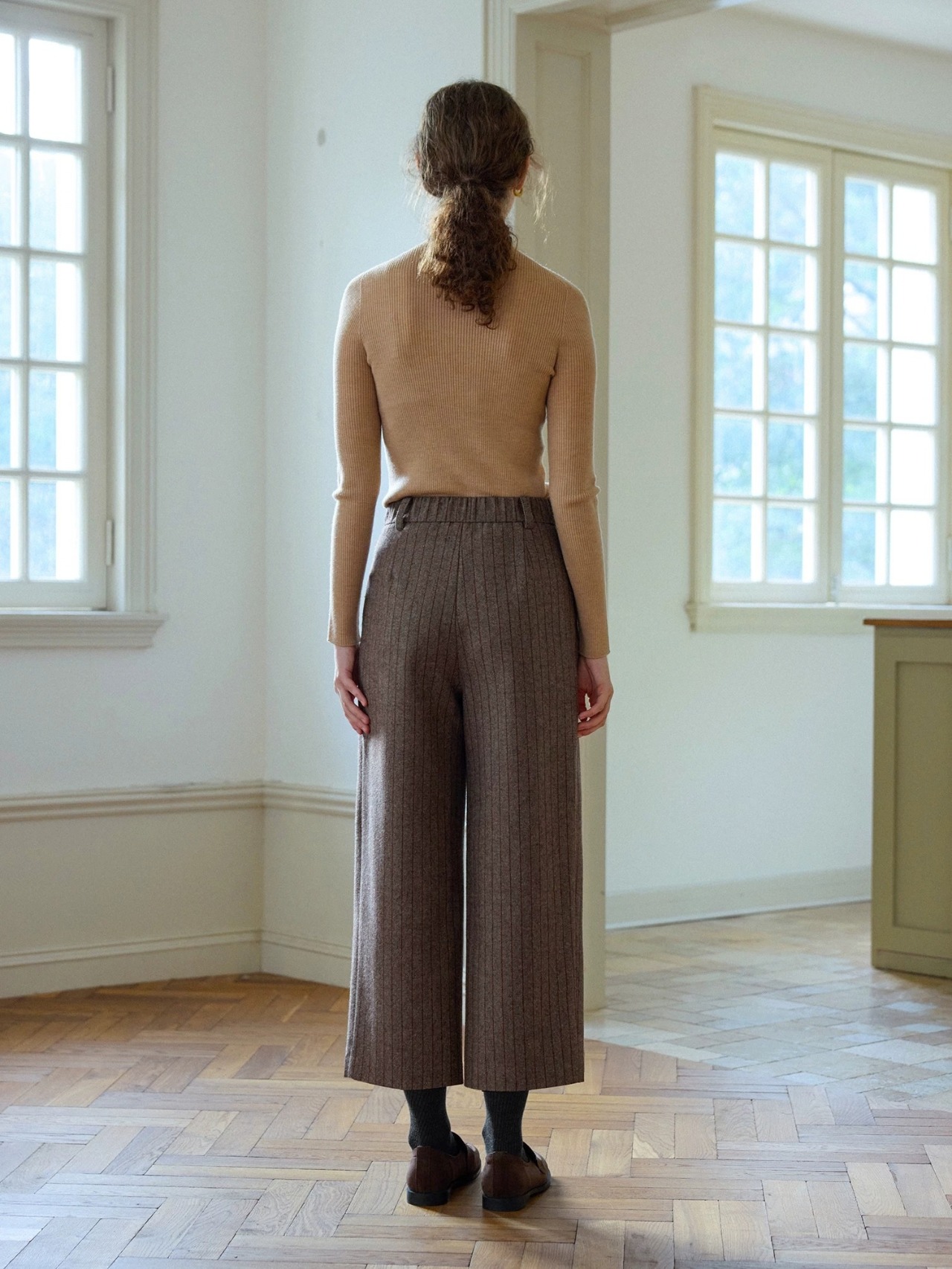 D’antan Herringbone Cropped Pants F0858