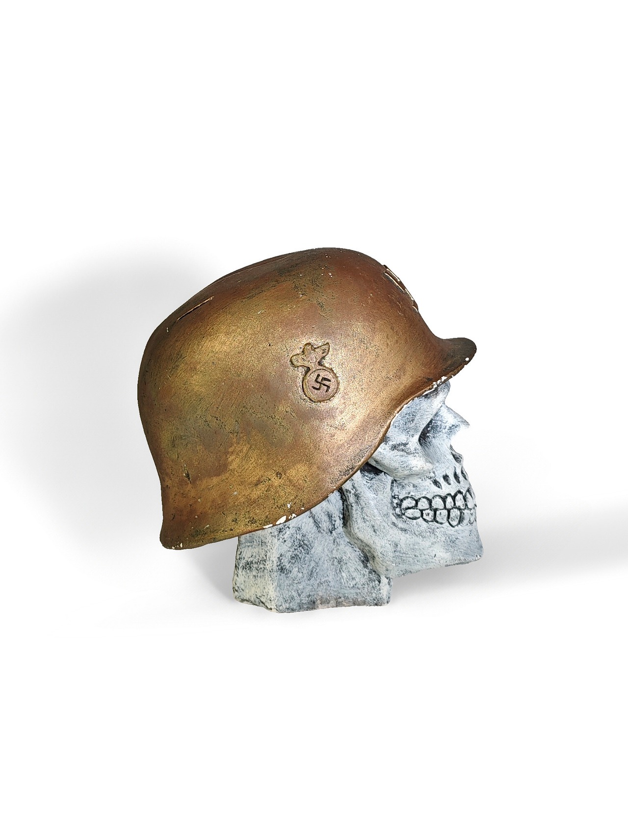 ヴィンテージ雑貨 スカル型ヘルメットオブジェ（ドイツ兵風）