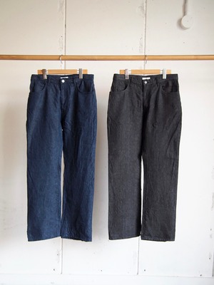 WHOWHAT, LINEN DENIM SLIM FLARE PANTS