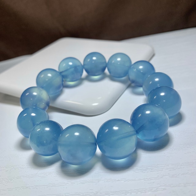 1.希少な大玉☆色濃く透明度高いプレミアム・アクアマリン ブレスレット