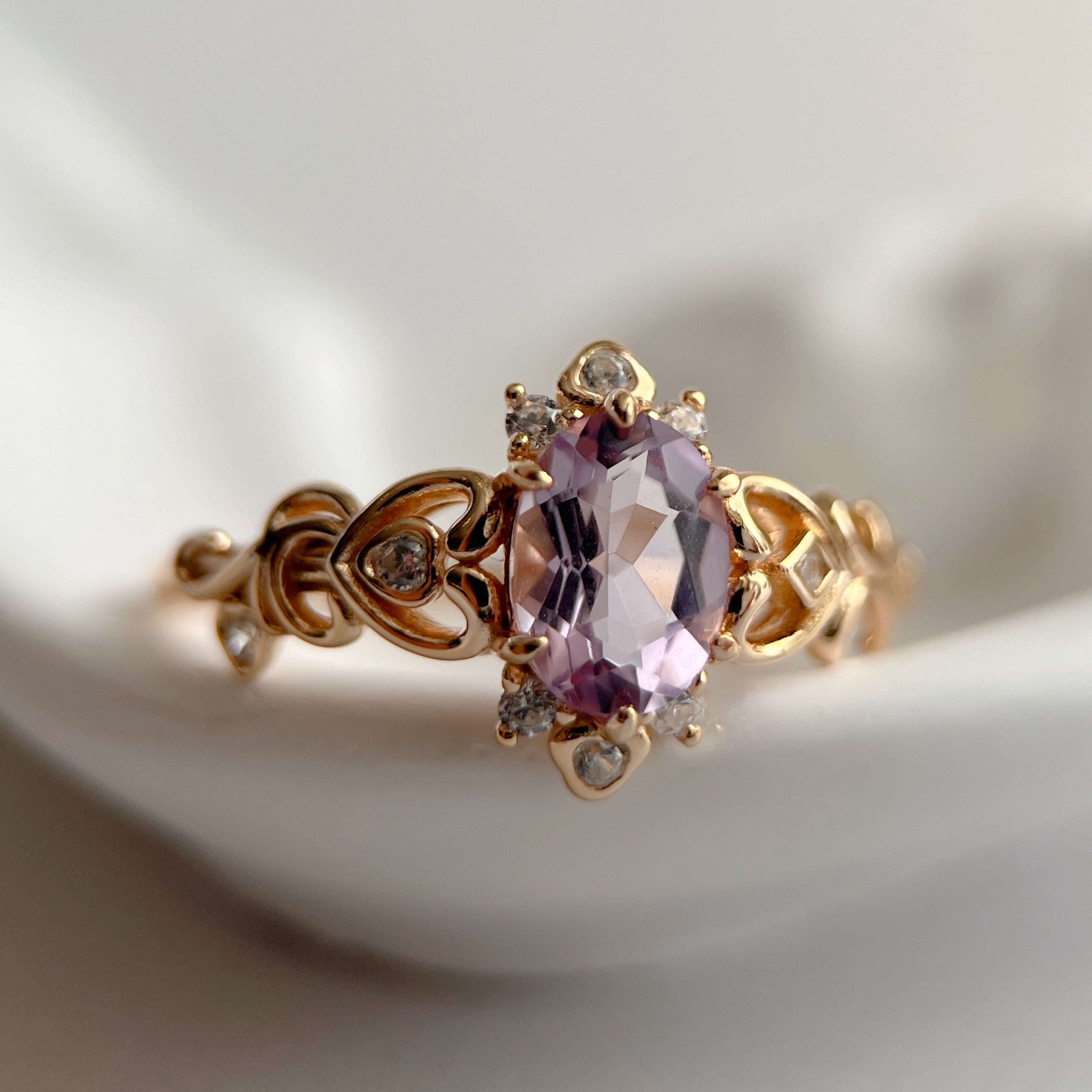 天然アメジスト　ハートリング　silver925製