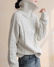Half zip cable Knit T20335