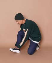 【#Re:room】HAND-EMBROIDERY BIG CREW KNIT［REK107］