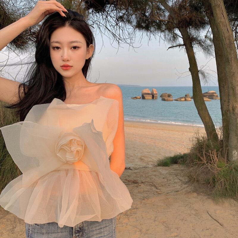 トップス サマーストラップレスブラ 夏物 ピュア ブラックストロベリース46913944903