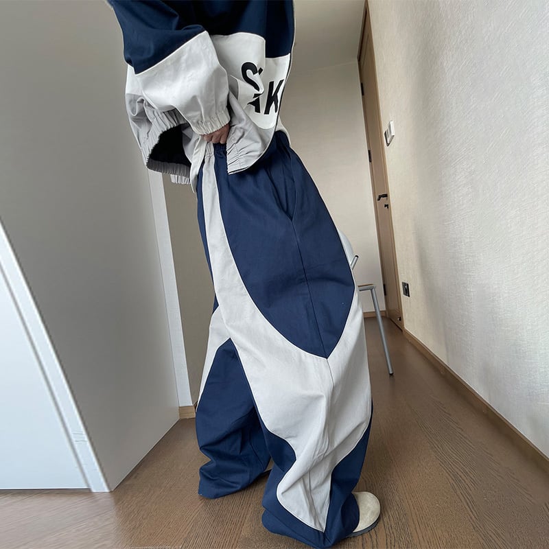 dannyandzeeアーチデザインのコントラストカラーパンツ | mblueshop