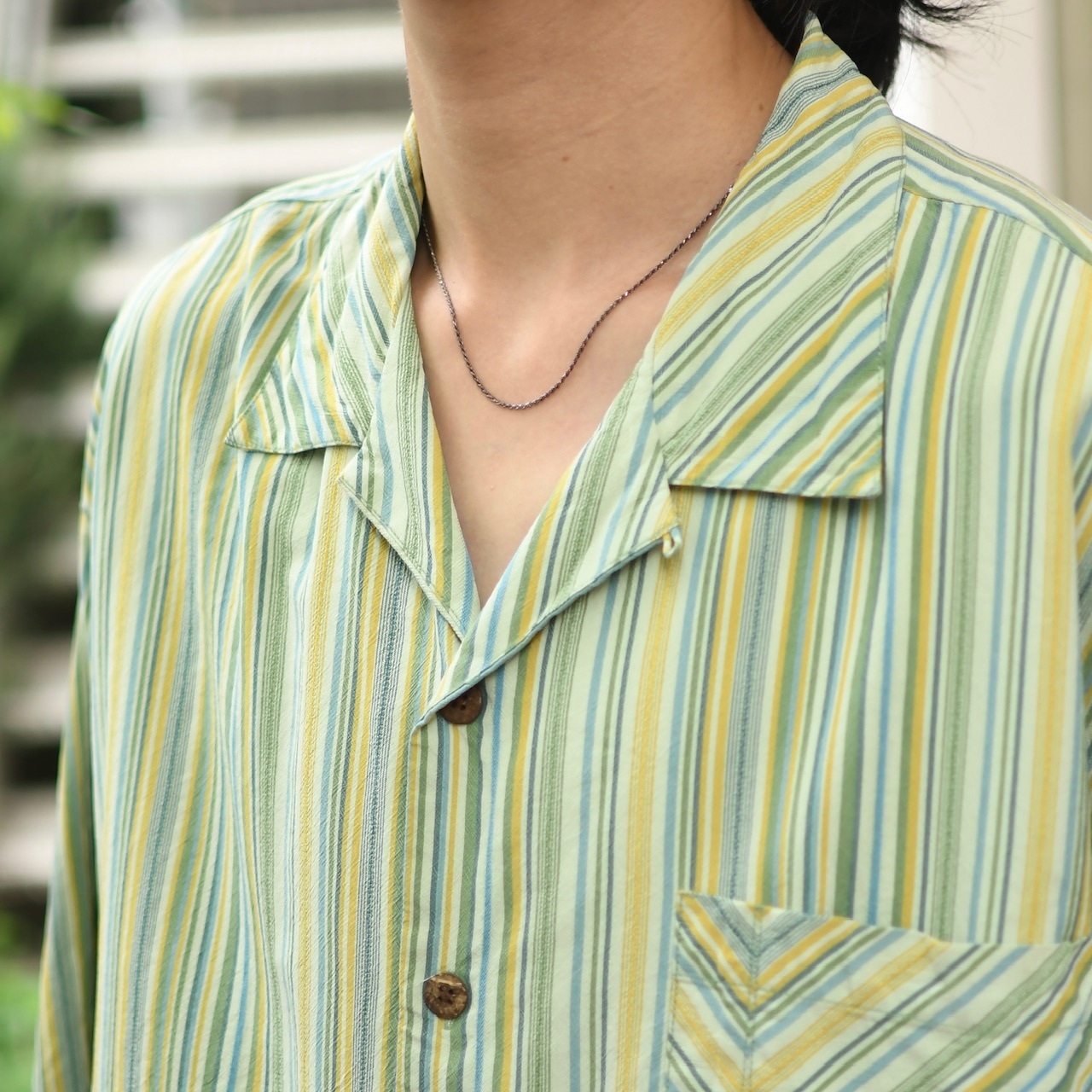 tommy bahama multi stripe silk open collar shirt