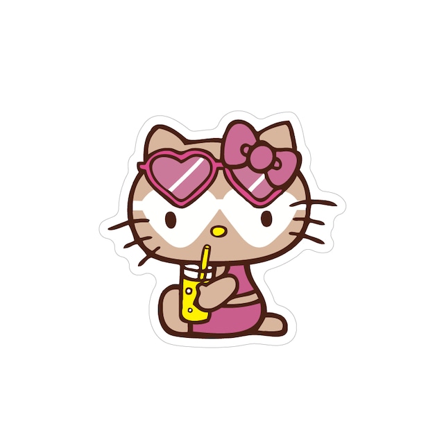 460 ALOHA KITY 日焼けキティ "California Market Center" アメリカンステッカー スーツケース シール