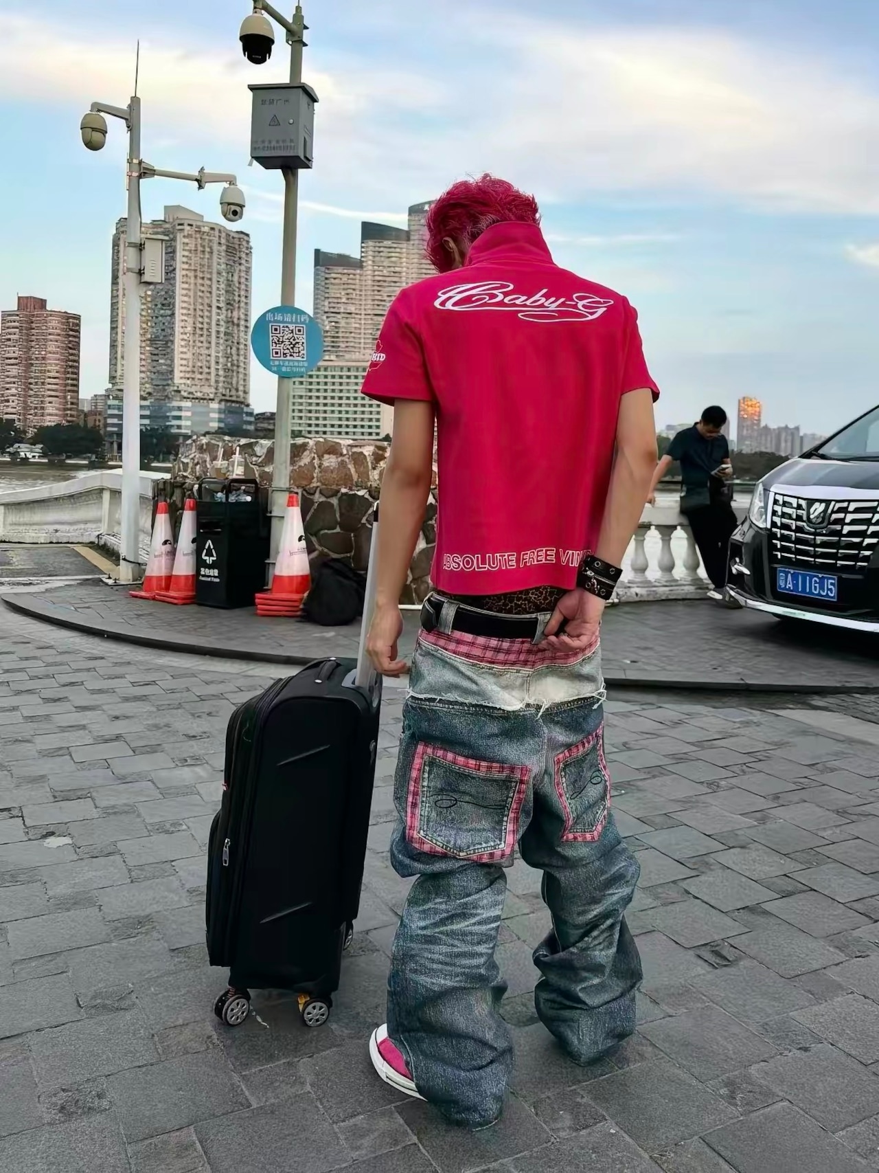 【TecNineGroup】PLAID DOUBLE-WAIST JEANS
