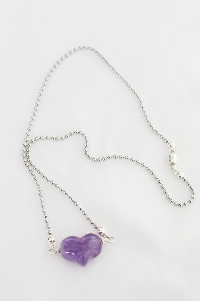 amethyst heart ball chain necklace