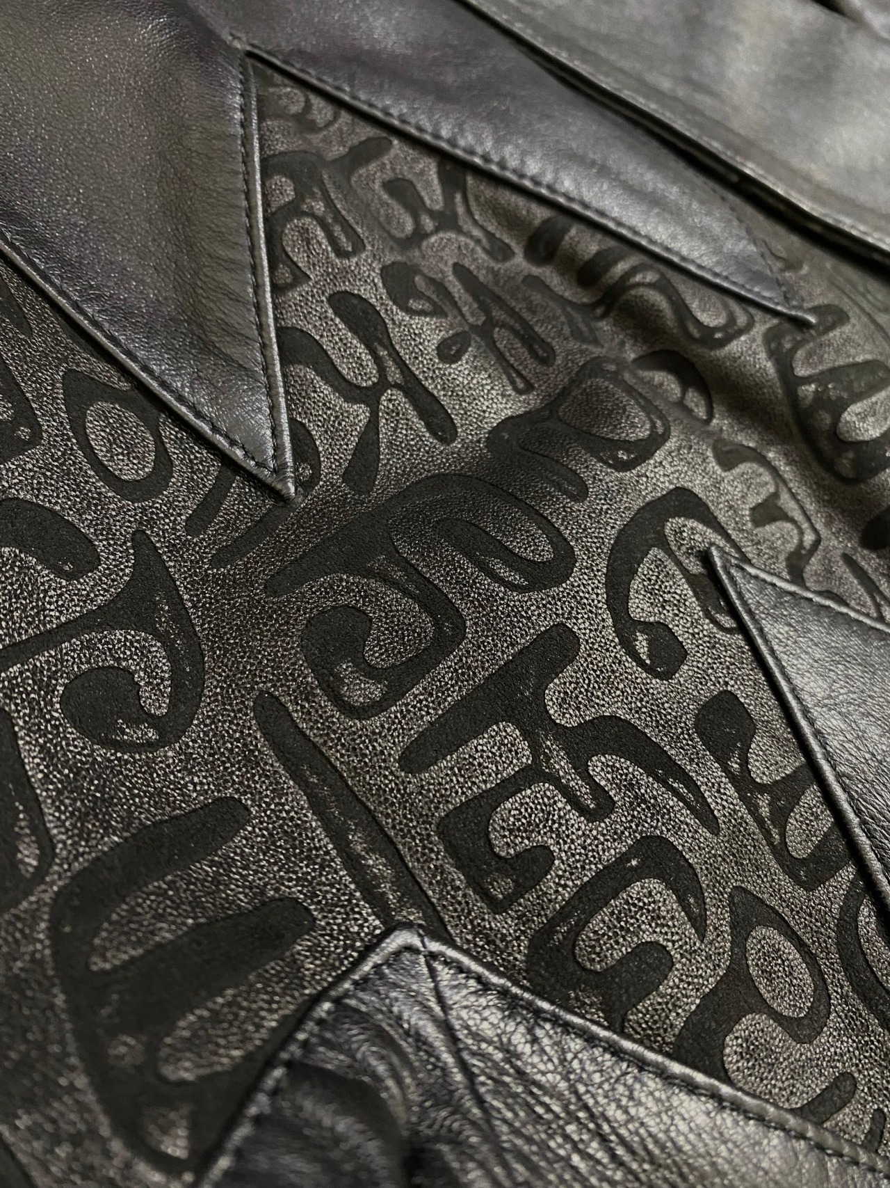 shawl collar design black real leather jacket-3890-12