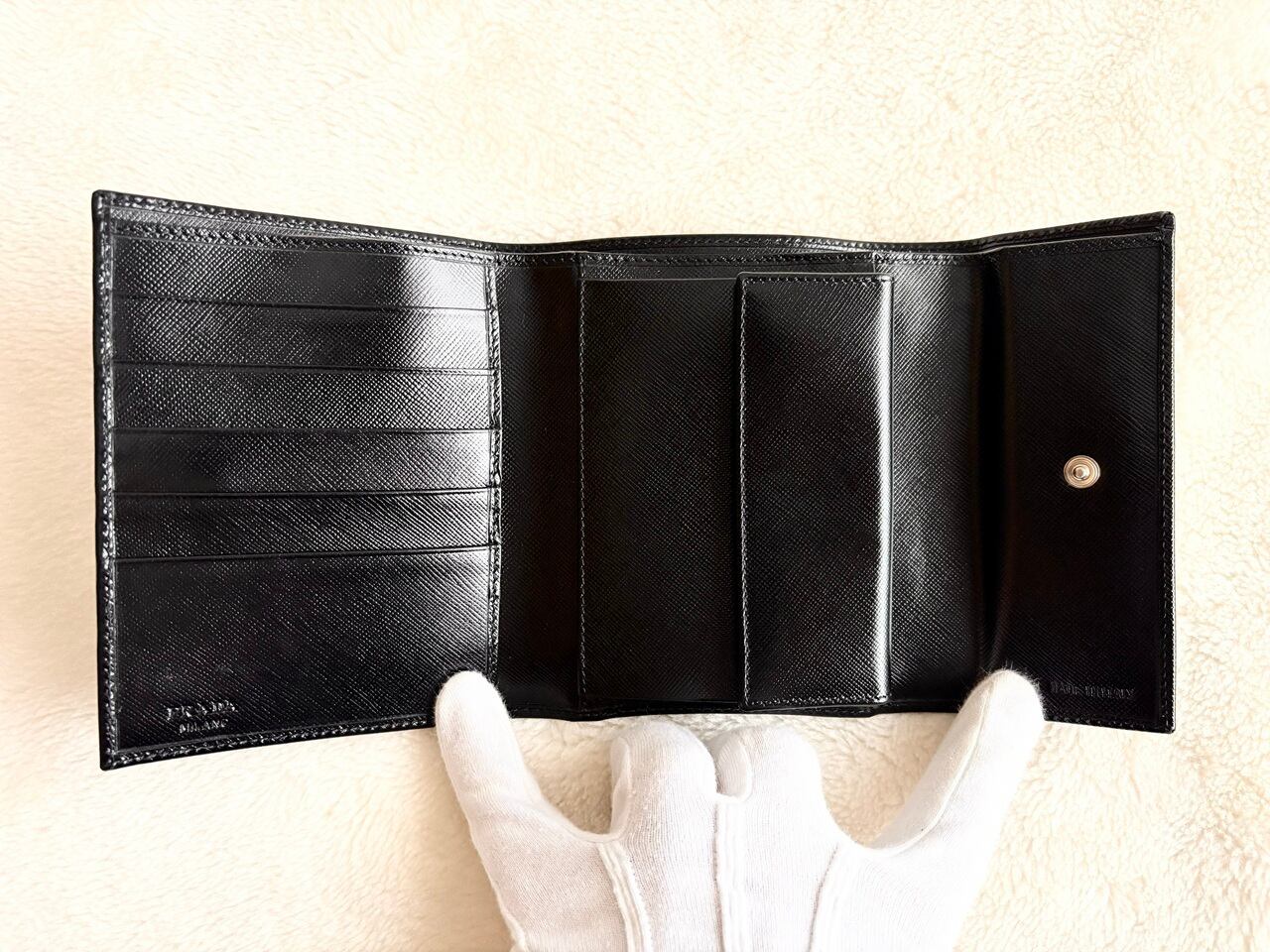 PRADA Saffiano M170A leather wallet BLACK MADE IN ITALY | AFTER DARK