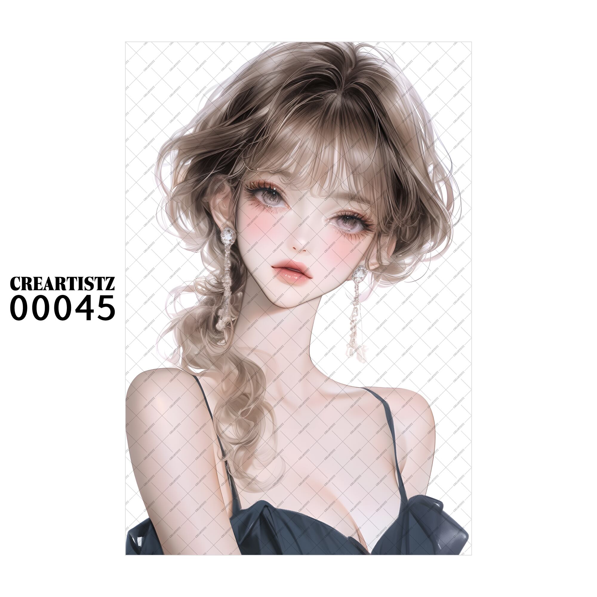 00045 ガール キュート オリジナル ペーパー/ステッカー 4枚セット CREARTISTZ