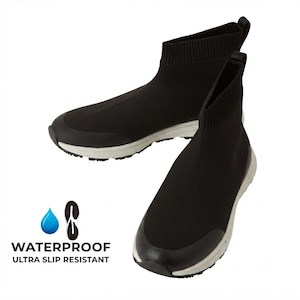 【雨対策/防水・防滑】OIVIO FIT THE ORIGINAL [ Waterproof Hicut knit sneaker ] COOL BLACK