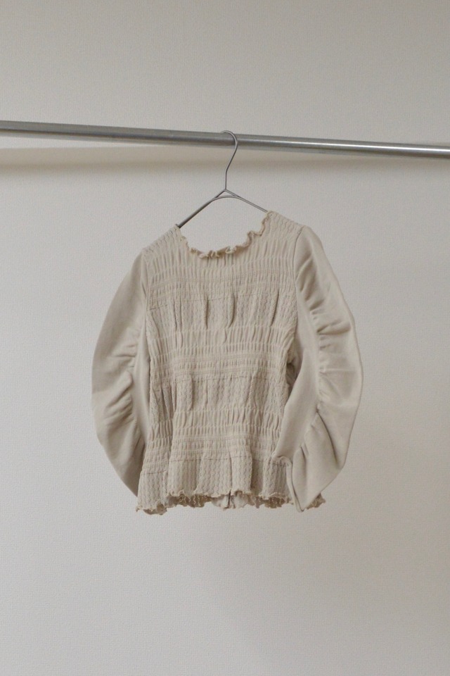 501-NT-004・Shirring & 3D sleeve CD / C/♯beige