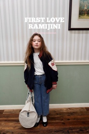 【Ramijini】パルプ地スタジアムライトジャンパー navy KIDSサイズ90~120cm 240212ra