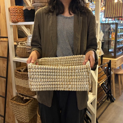 Bangladesh Seagrass Rectangular Basket L　バングラディッシュ　シーグラスレクタングルバスケット　L　カゴ　収納　小物収納