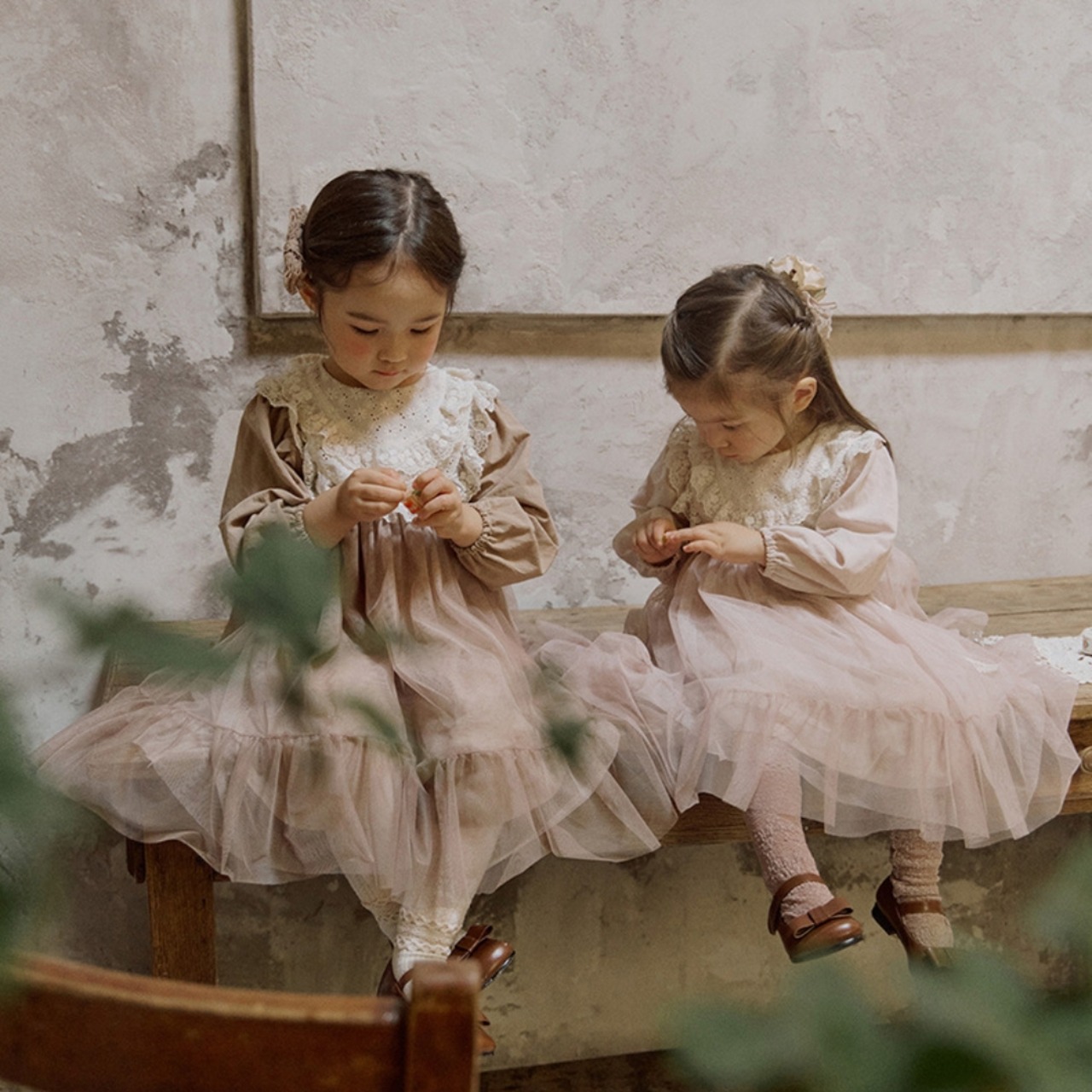 秋レースメッシュウエストフェアリードレス