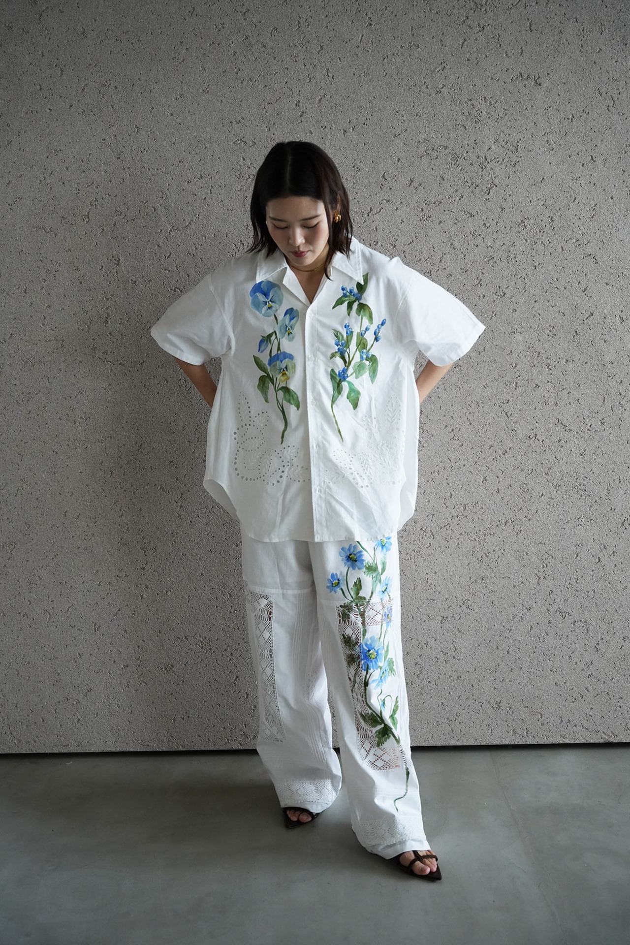 vintage lace pants blue chamomile