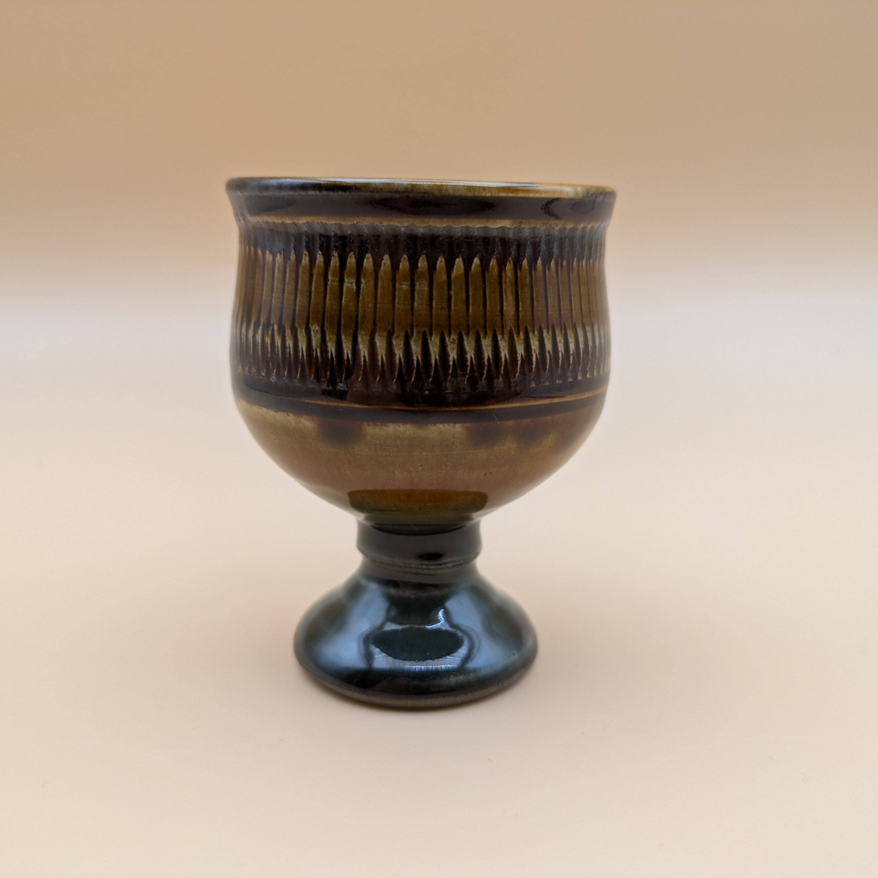 小鹿田焼】 一口杯 5.8cm （飴釉 緑釉 飛び鉋） 酒器 ぐい吞み